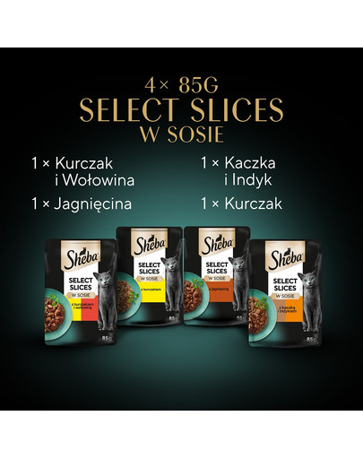 SHEBA Selection in Sauce 4x85g saszetka dla kotów w sosie