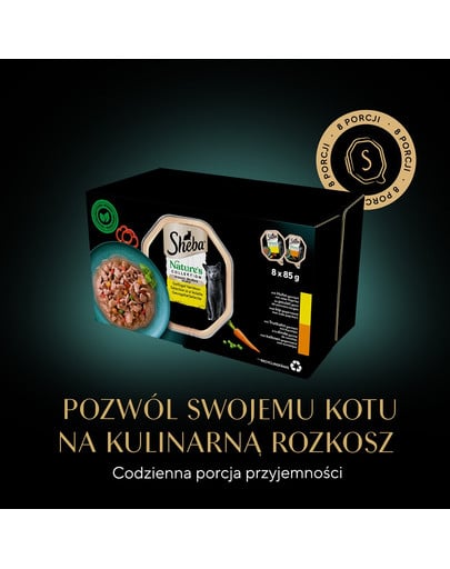 SHEBA Nature's Collection Drobiowe Smaki w sosie tacka 8x85g kurczak z papryka i indyk z marchewką