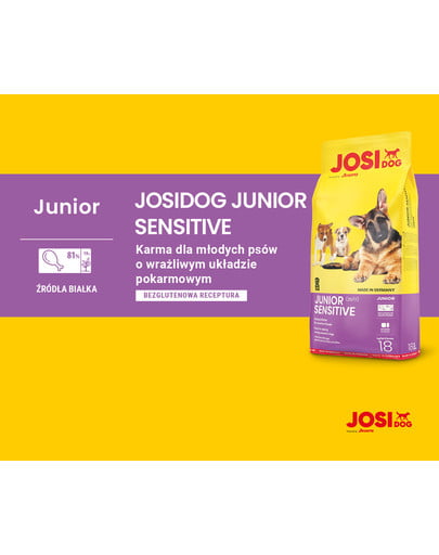 JOSERA JosiDog Junior Sensitive 2,7kg dla szczeniąt z wrażliwym przewodem pokarmowym