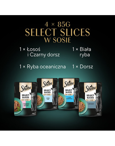 SHEBA Selection in Sauce 4x85g saszetka dla kotów w sosie