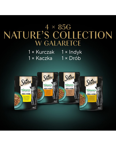 SHEBA Nature’s Collection Drobiowe Smaki mokra karma pełnoporcjowa dla dorosłych kotów w galaretce saszetka 4x85g