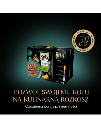 SHEBA Nature’s Collection Wybór Smaków w sosie 12x85g mokra karma z kurczakiem, indykiem, tuńczykiem i łososiem dla kota