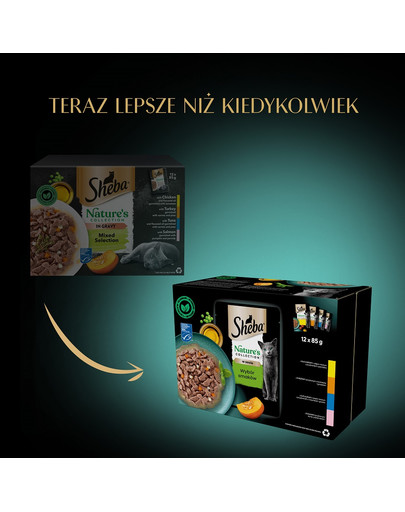 SHEBA Nature’s Collection Wybór Smaków w sosie 12x85g mokra karma z kurczakiem, indykiem, tuńczykiem i łososiem dla kota