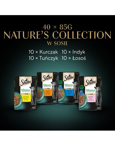 SHEBA Nature’s Collection Wybór Smaków w sosie mokra karma pełnoporcjowa dla dorosłych kotów 40x85 g