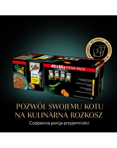 SHEBA Nature’s Collection Drobiowe Smaki 40x85 g w galaretce kawałki z kurczakiem, indykiem, kaczką, drobiem dla dorosłych kotów