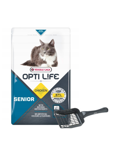 VERSELE-LAGA Opti Life Cat Senior Chicken 2.5 kg dla kotów seniorów + Łopatka do kuwety GRATIS