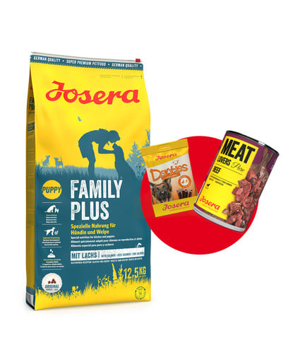 JOSERA FamilyPlus 12,5kg dla szczeniąt, suk w ciąży oraz suk karmiących 1x Denties & Meat Lovers GRATIS