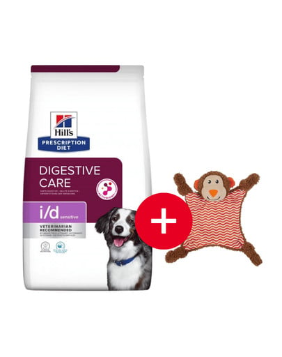 HILL'S Prescription Diet Sensitive Digestive Care i/d Activ Biome jajko i ryż 12 kg dla psów z wrażliwym układem pokarmowym + zabawka GRATIS