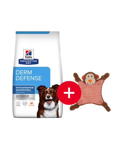 HILL'S Prescription Diet Canine Derm Defense 12 kg dla psów z alergią + zabawka GRATIS