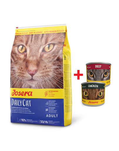 JOSERA Daily Cat 10 kg bezzbożowa karma dla dorosłych kotów + 2 x puszka mix 200 g GRATIS