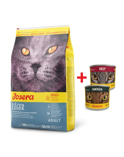 JOSERA Cat Leger dla kotów mało aktywnych i po kastracji 10 kg + 2 x puszka mix 200 g GRATIS