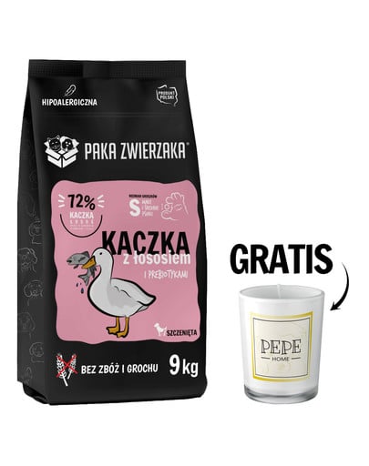 PAKA ZWIERZAKA Seventh Heaven Karma sucha Kaczka z łososiem dla szczeniąt 9 kg + świeczka GRATIS