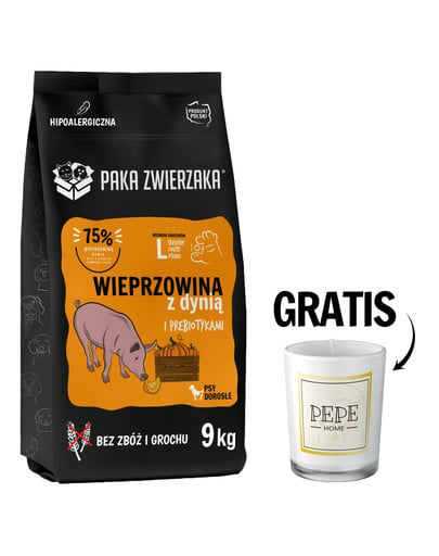 PAKA ZWIERZAKA Seventh Heaven Karma sucha Wieprzowina z dynią L 9 kg + świeca GRATIS