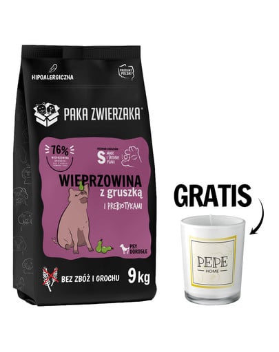 PAKA ZWIERZAKA Seventh Heaven Karma sucha Wieprzowina z gruszką S 9 kg + świeca GRATIS