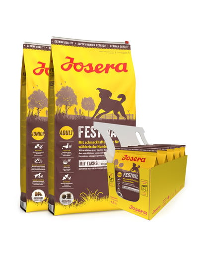 JOSERA Festival 2 x 12,5kg dla dorosłych wybrednych psów z sosem + + 5 x 900g GRATIS