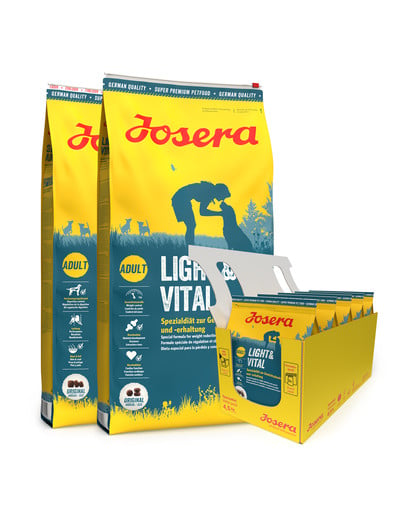 JOSERA Light&Vital 2 x 12,5kg dla dorosłych psów wspomagająca redukcję masy ciała + 5 x 900g GRATIS