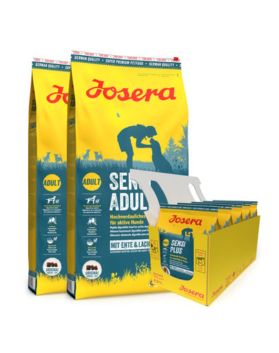 JOSERA SensiPlus 2 x 12,5kg dla dorosłych psów z wrażliwym układem pokarmowym + 5 x 900g GRATIS