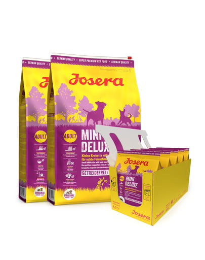 JOSERA Mini Deluxe 2 x 10 kg dla psów dorosłych ras miniaturowych + 5 x 900g GRATIS