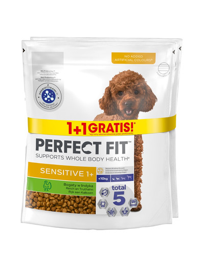 PERFECT FIT Sensitive 1+ 2x825 g sucha karma pełnoporcjowa dla dorosłych psów małych ras bogata w indyka