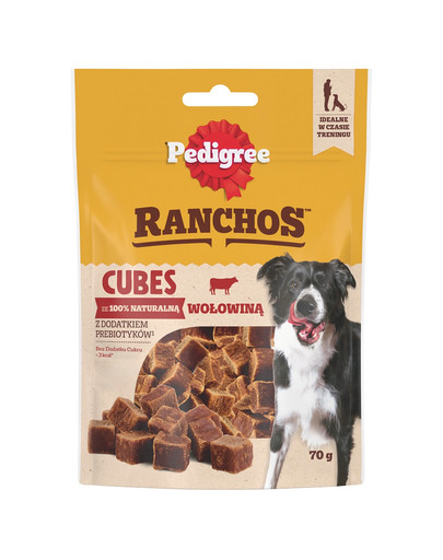 PEDIGREE Ranchos Cubes 70 g karma uzupełniająca dla dorosłych psów z wołowiną