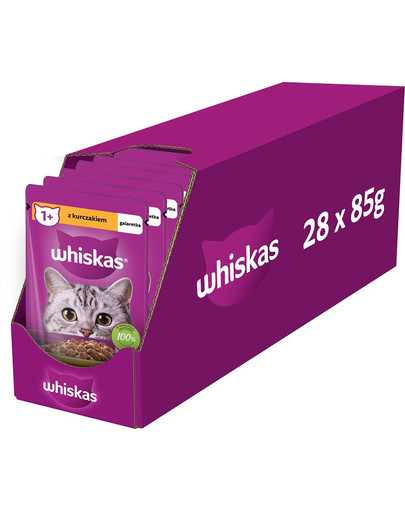 WHISKAS Adult saszetka 28x85g mokra karma dla dorosłych kotów w galaretce z kurczakiem