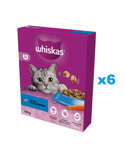 WHISKAS Adult 6x300g sucha karma dla dorosłych kotów z pysznym tuńczykiem