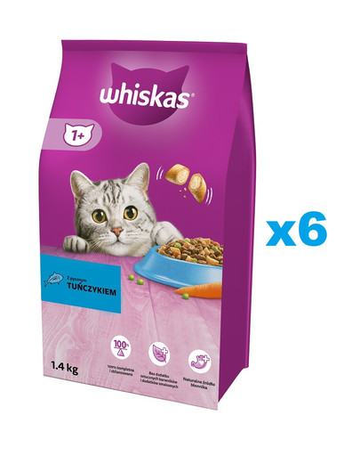 WHISKAS Adult 6x1,4 kg sucha karma pełnoporcjowa dla dorosłych kotów z pysznym tuńczykiem