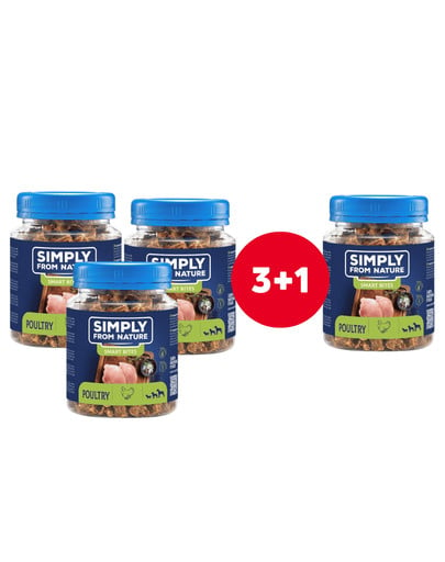 SIMPLY FROM NATURE Smart Bites Trenerki z drobiu dla psów 4 x 130 g (3+1 GRATIS)