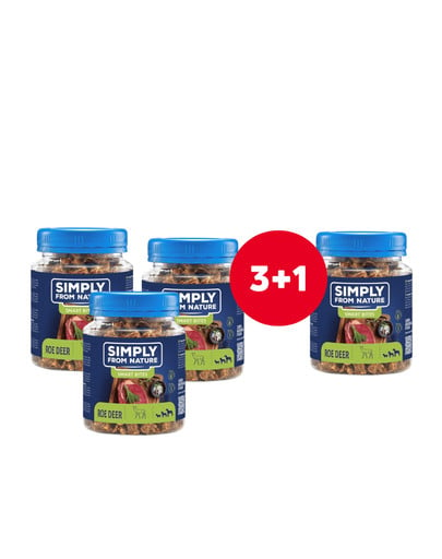 SIMPLY FROM NATURE Smart Bites Trenerki z sarny dla psów 4 x 130 g (3+1 GRATIS)