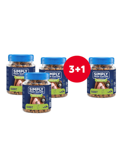 SIMPLY FROM NATURE Smart Bites Trenerki z królika dla psów 4 x 130 g (3+1 GRATIS)