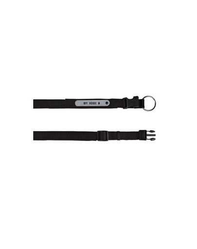 Obroża z adresówką S 30 – 35 cm / 20 mm czarna