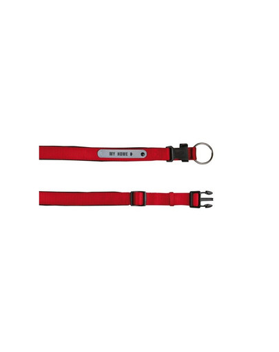 Obroża z adresówką m: 35–40 cm / 20 mm czerwona
