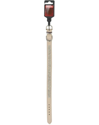 Skórzana obroża z kamieniami 2 rzędy 45 cm - beżowa