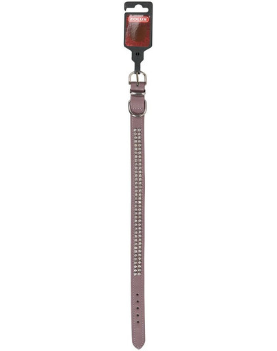 Skórzana obroża z kamieniami 2 rzędy 45 cm - lila