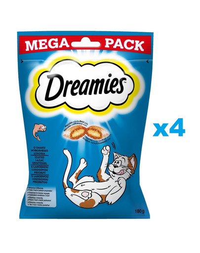 DREAMIES Mega Pack 4x180 g przysmak o smaku wybornego łososia dla kota