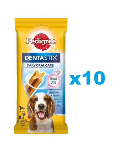 PEDIGREE DentaStix (średnie rasy) przysmak dentystyczny dla psów 70 szt. - 10x180g