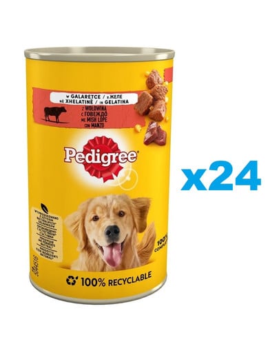 PEDIGREE Adult puszka 24x400 g mokra karma pełnoporcjowa dla dorosłych psów z wołowiną w galaretce