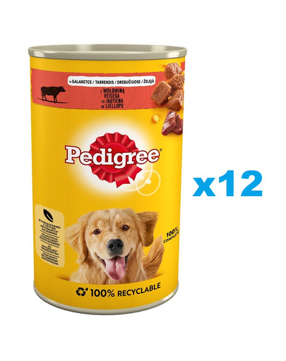 PEDIGREE Adult puszka 12x1200g mokra karma pełnoporcjowa dla dorosłych psów z wołowiną w galaretce