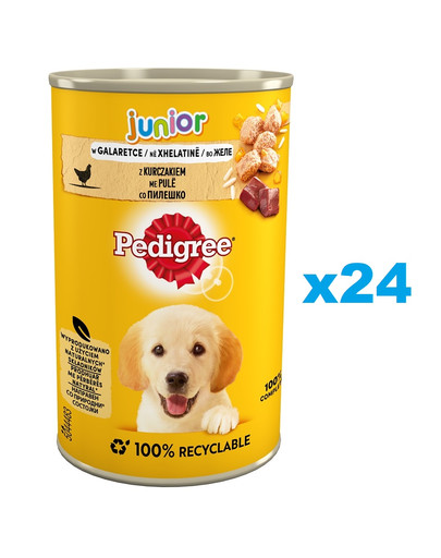 PEDIGREE Junior 24x400g mokra pełnoporcjowa karma dla dorastających psów z kurczakiem w galaretce