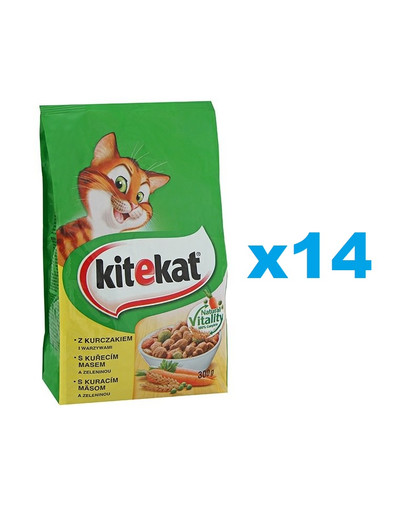 KITEKAT sucha karma dla kotów z kurczakiem i warzywami 14x300g