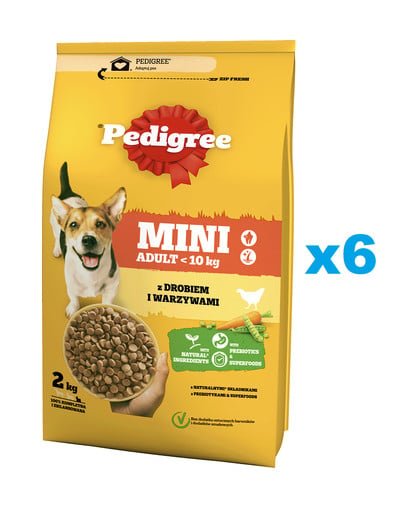 PEDIGREE Adult Mini 6x2 kg z drobiem i warzywami sucha karma pełnoporcjowa dla dorosłych psów małych ras