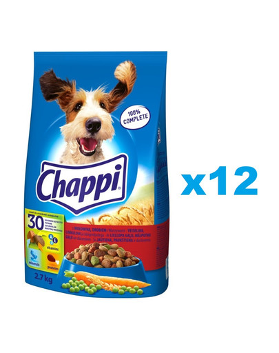 CHAPPI 3x2.7 kg - sucha karma dla psów z wołowiną, drobiem i warzywami