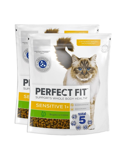 PERFECT FIT Sensitive 1+ 2x750 g sucha karma pełnoporcjowa  dla dorosłych kotów bogata w bogata w indyka