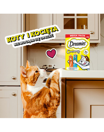 DREAMIES Creamy MEGA PACK karma uzupełniająca z kurczakiem i z łososiem 12x10 g
