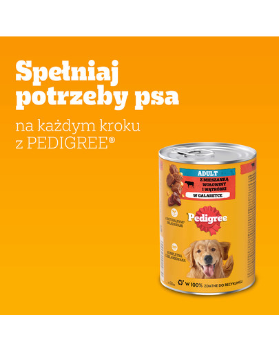 PEDIGREE Adult puszka 400 g mokra karma pełnoporcjowa dla dorosłych psów, z mieszanką wołowiny i wątróbki, w galaretce