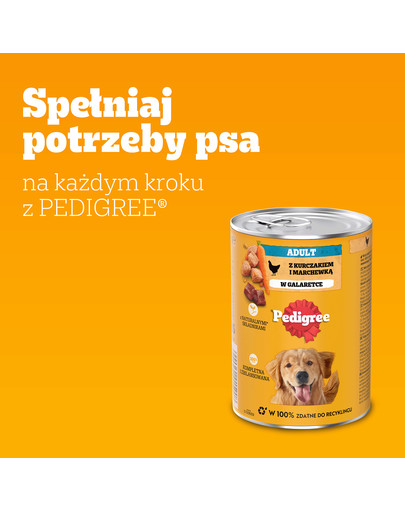 PEDIGREE Adult puszka 400g mokra karma pełnoporcjowa dla dorosłych psów z kurczakiem i marchewką w galaretce