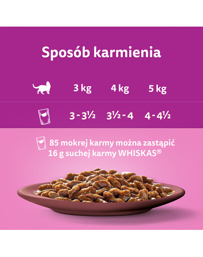 WHISKAS Adult Pure Delight saszetka 85 g mokra karma pełnoporcjowa dla dorosłych kotów, kawałki z wołowiną w galaretce