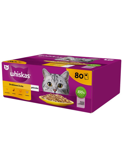 Adult saszetka 80x85g Drobiowa Uczta mokra karma pełnoporcjowa dla dorosłych kotów w galaretce kawałki z kurczakiem, kaczką, drobiem, indykiem