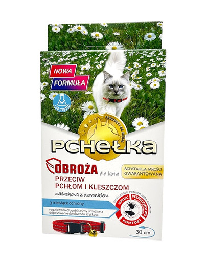 Obroża przeciw pchłom i kleszczom z dzwoneczkiem dla kota 30 cm