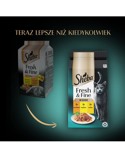 SHEBA Fresh & Fine saszetki 6x50 g mokra karma dla kotów w sosie z kurczakiem, z indykiem, z kaczką